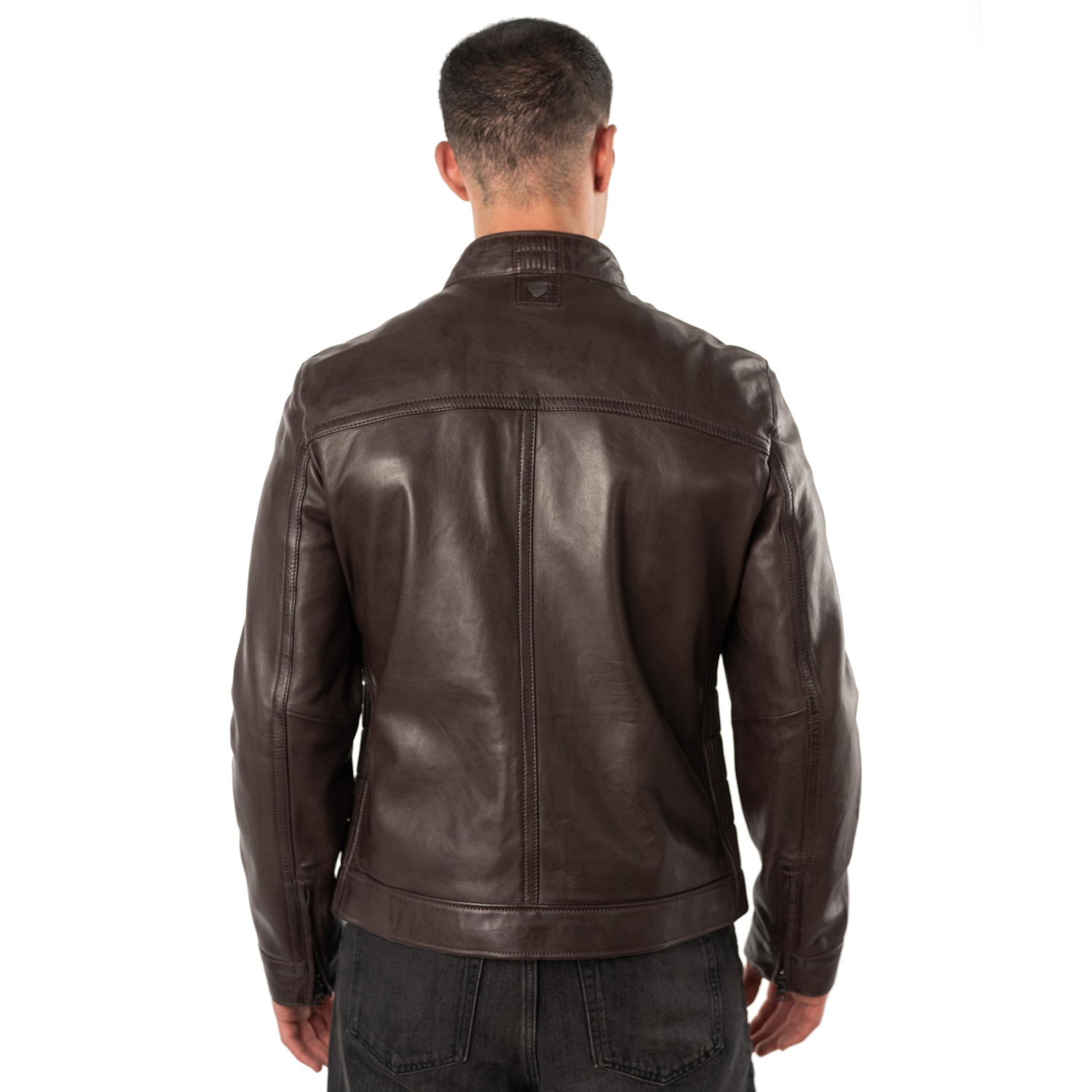 Geacă de Piele Bărbați Mauritius MMBlaco Maro Închis Regular Fit Stil Biker