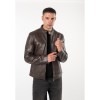 Geacă de Piele Bărbați Mauritius MMBlaco Maro Închis Regular Fit Stil Biker