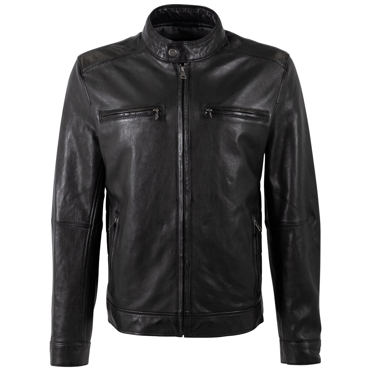 Mauritius MMBlaco - Geacă de Piele Bărbați Neagră - Regular Fit, Stil Biker Geacă de Piele Bărbați Mauritius MMBlaco Neagră Regular Fit Stil Biker