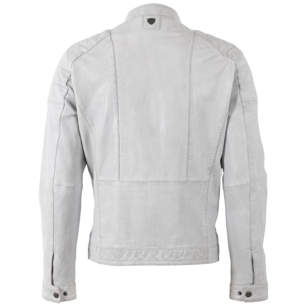 Geaca de Piele Barbati Mauritius Alb Murdar MMBolson