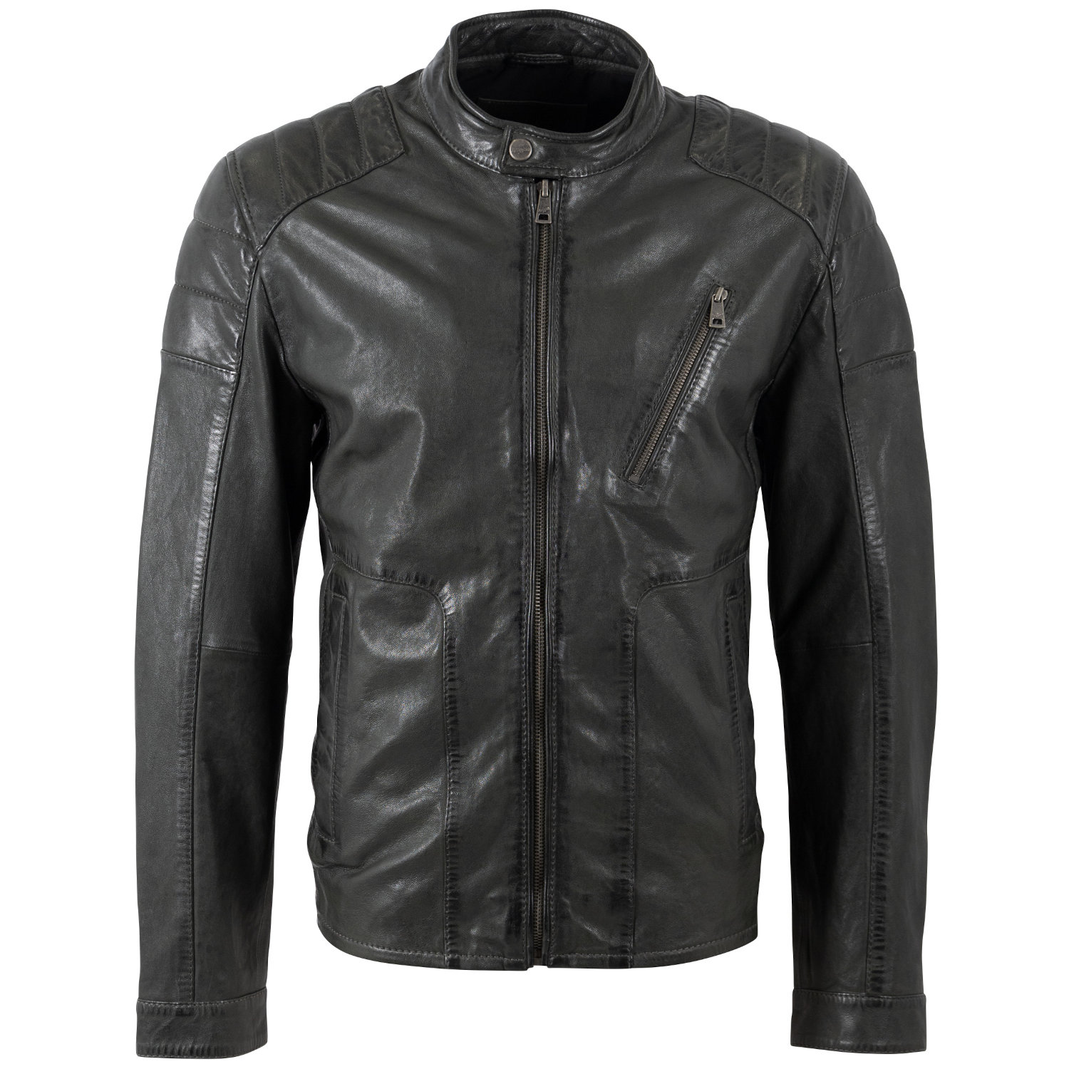 Geacă de Piele Bărbați Mauritius MMBolson Verde Închis stil biker