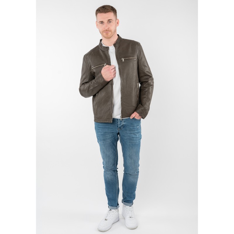 Geaca de Piele Barbati Mauritius Maro Inchis MMBounto – Geci de Piele