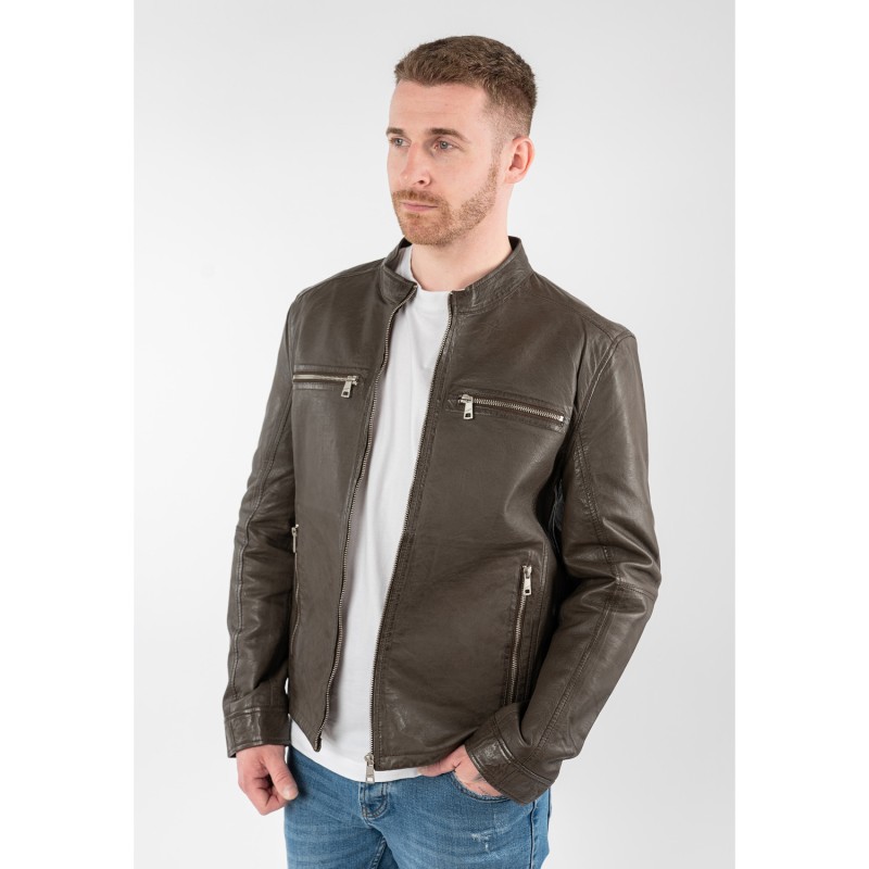 Geaca de Piele Barbati Mauritius Maro Inchis MMBounto – Geci de Piele