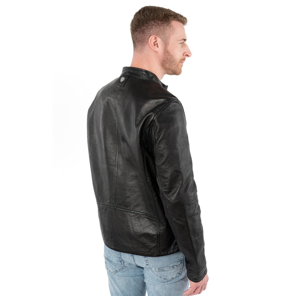 Geaca de Piele Barbati Mauritius Neagra MMBounto