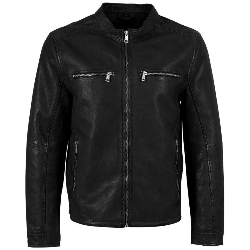 Geaca de Piele Barbati Mauritius Neagra MMBounto – Geci de Piele