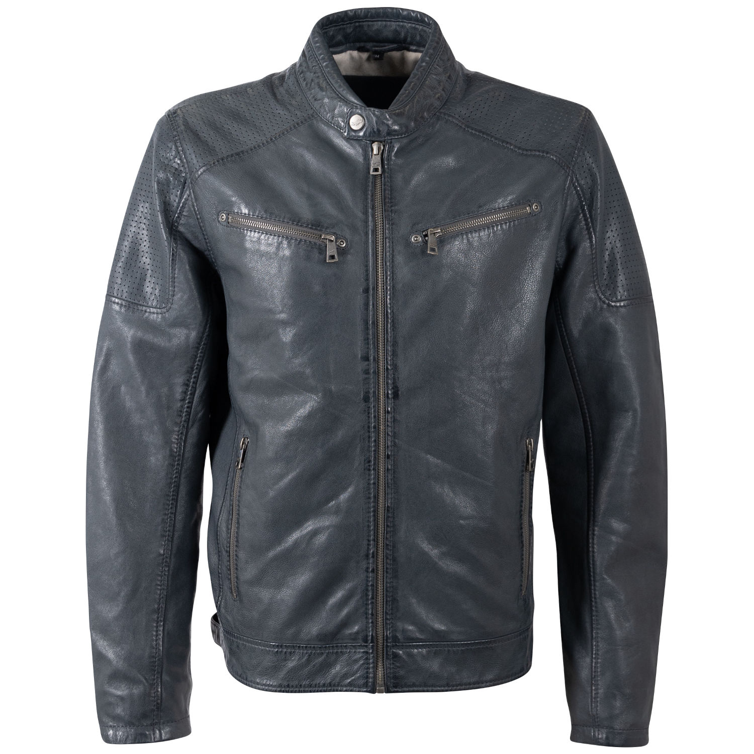 geacă de piele bărbați Mauritius MMBroum albastru închis stil biker