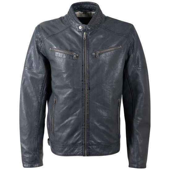 Geaca de Piele Barbati Mauritius Albastru Inchis MMBroum