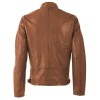 geacă de piele bărbați Mauritius MMBroum coniac stil biker cu detalii perforate
