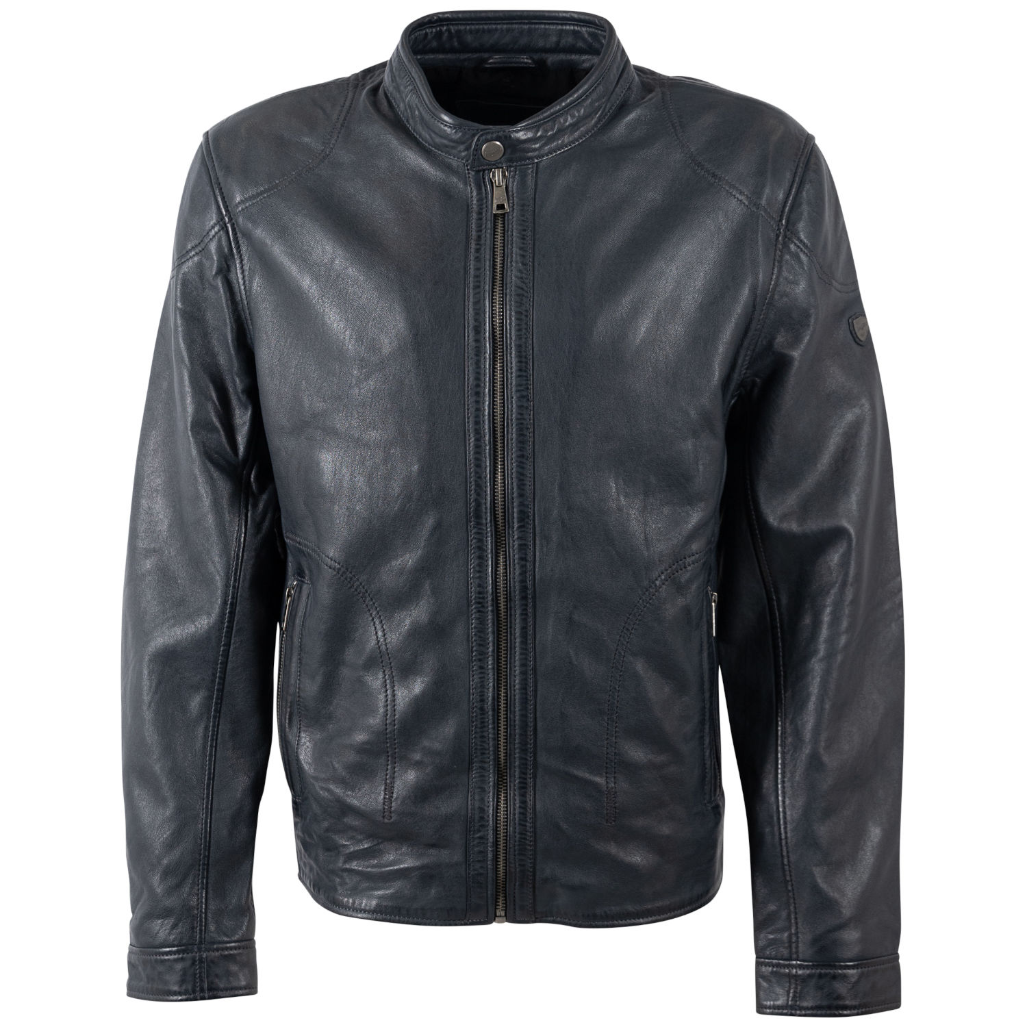 geaca de piele barbati Mauritius MMByjan bleumarin comfort fit stil casual