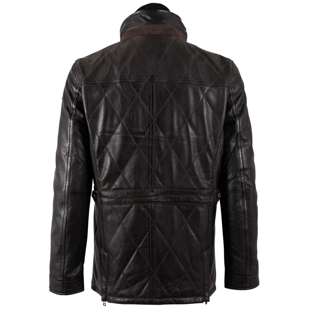 Geaca Lunga de Piele Barbati Mauritius Maro Inchis MMCassimo