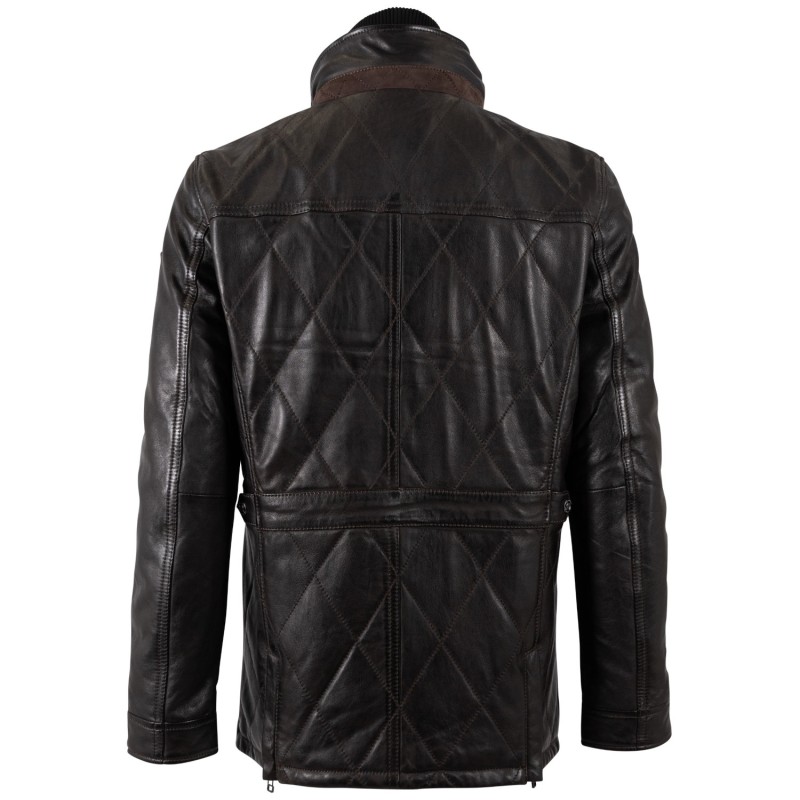 Geaca Lunga de Piele Barbati Mauritius Maro Inchis MMCassimo – Geci de Piele