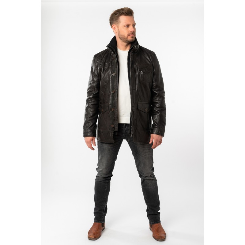 Geaca Lunga de Piele Barbati Mauritius Maro Inchis MMCassimo – Geci de Piele