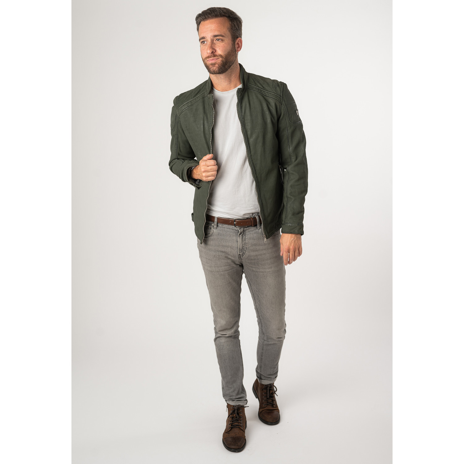 Geaca de Piele Barbati Mauritius Olive MMCayo – Geci de Piele