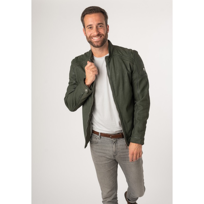 Geaca de Piele Barbati Mauritius Olive MMCayo – Geci de Piele