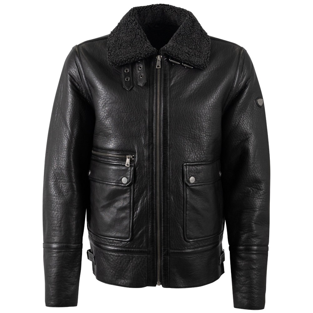 Geaca de Iarna din Piele Barbati Mauritius Neagra MMCeylor - readytowear