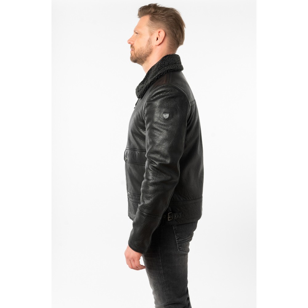 Geaca de Iarna din Piele Barbati Mauritius Neagra MMCeylor - readytowear