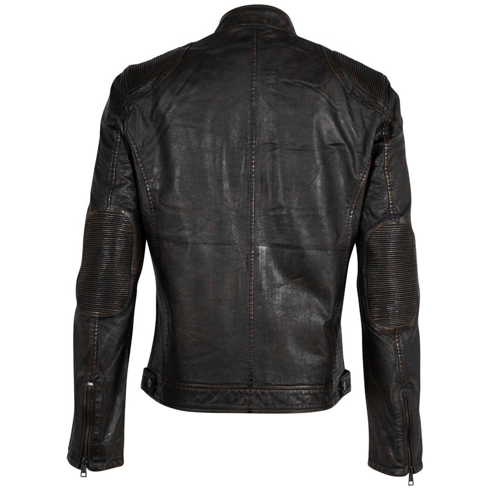 Geaca de Piele Barbati Mauritius Negru/Bej MMChesney - readytowear