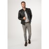 Geaca de Piele Barbati Mauritius Negru/Bej MMChesney - readytowear.ro