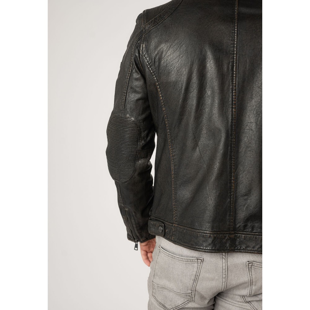 Geaca de Piele Barbati Mauritius Negru/Bej MMChesney - readytowear