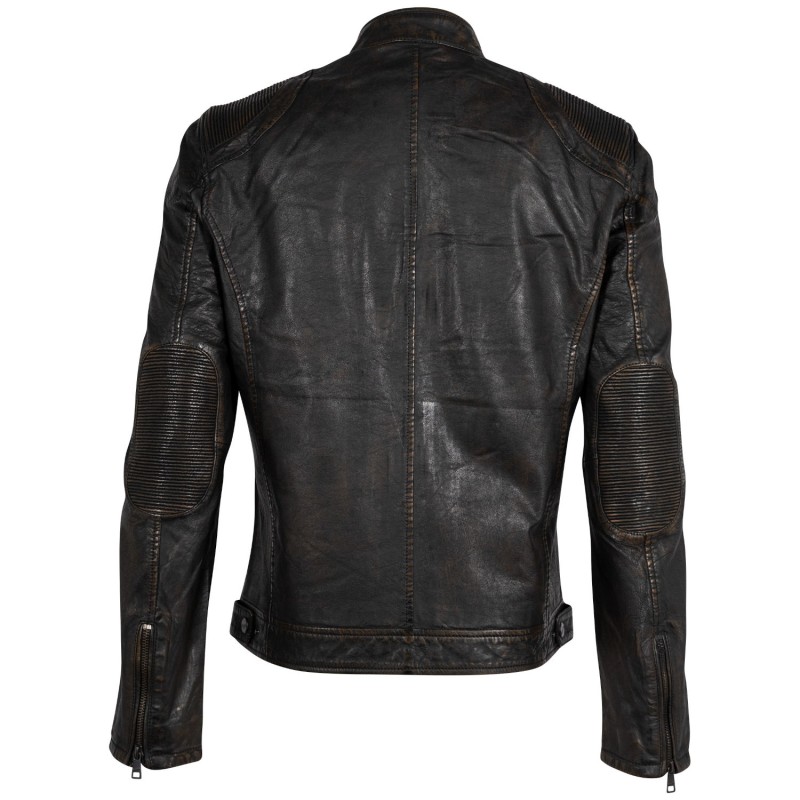 Geaca de Piele Barbati Mauritius Negru/Bej MMChesney – Geci de Piele