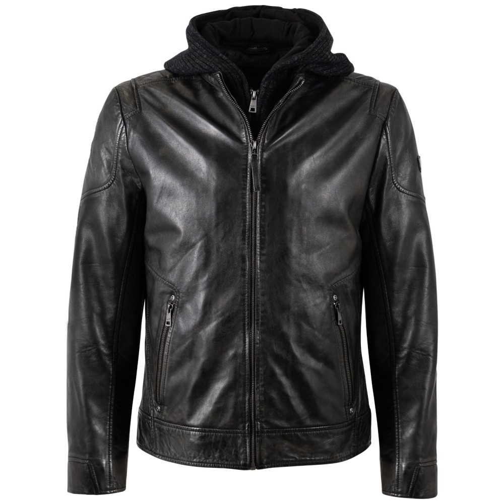 Geaca de Piele Barbati Mauritius Antracit Inchis MMCholly - readytowear