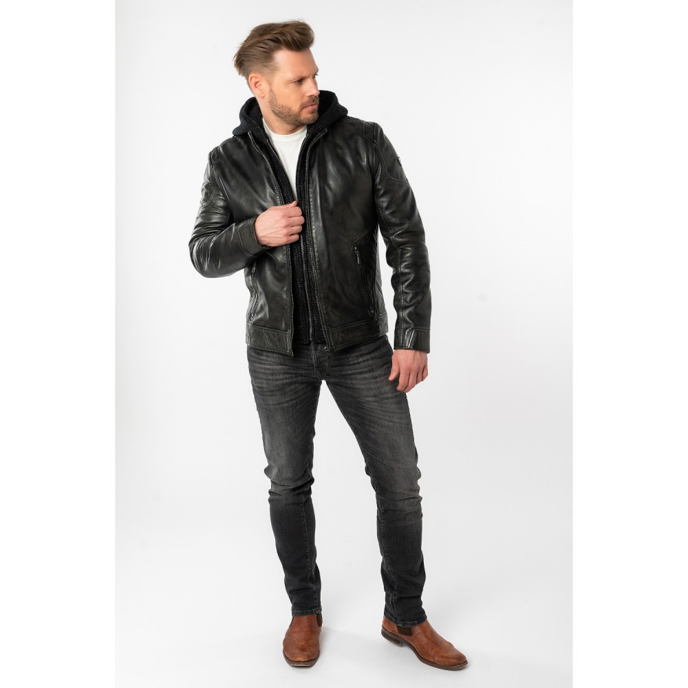 Geaca de Piele Barbati Mauritius Antracit Inchis MMCholly - readytowear