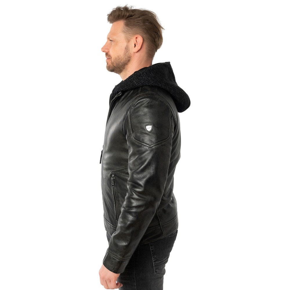 Geaca de Piele Barbati Mauritius Antracit Inchis MMCholly - readytowear