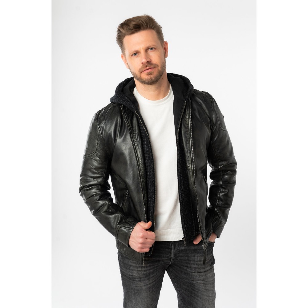 Geaca de Piele Barbati Mauritius Antracit Inchis MMCholly - readytowear