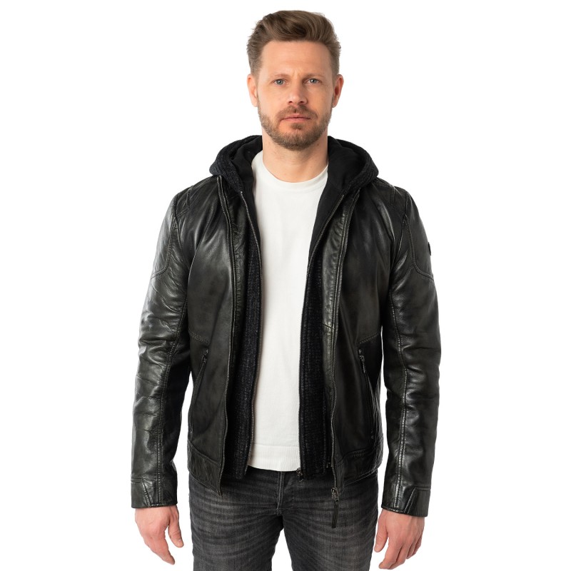 Geaca de Piele Barbati Mauritius Antracit Inchis MMCholly – Black Friday