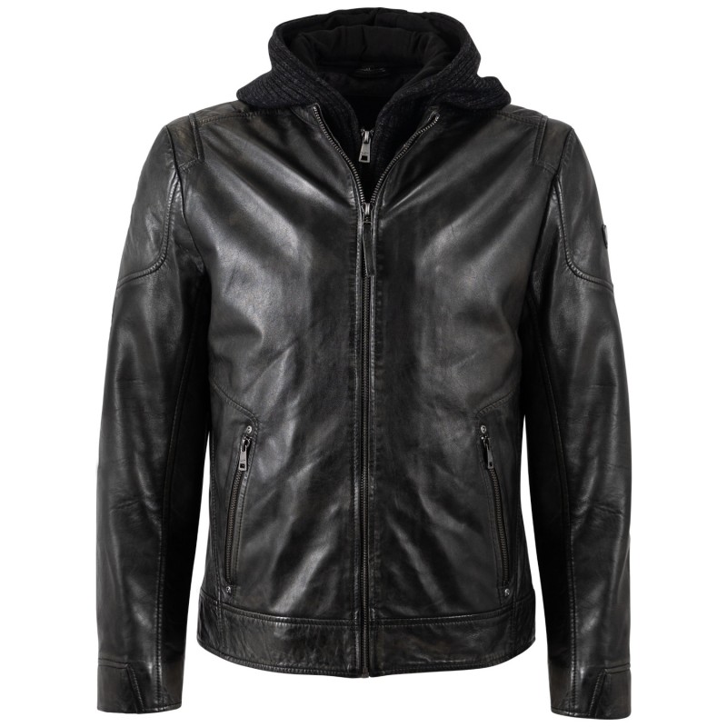 Geaca de Piele Barbati Mauritius Antracit Inchis MMCholly – Black Friday