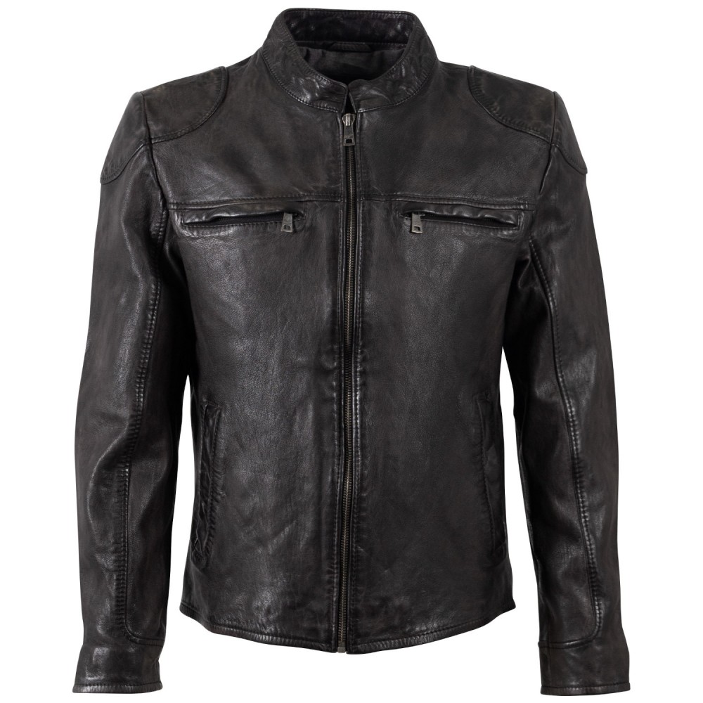 Geaca de Piele Barbati Mauritius Antracit Inchis MMChopa - readytowear