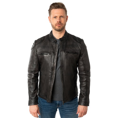 Geaca de Piele Barbati Mauritius Antracit Inchis MMChopa