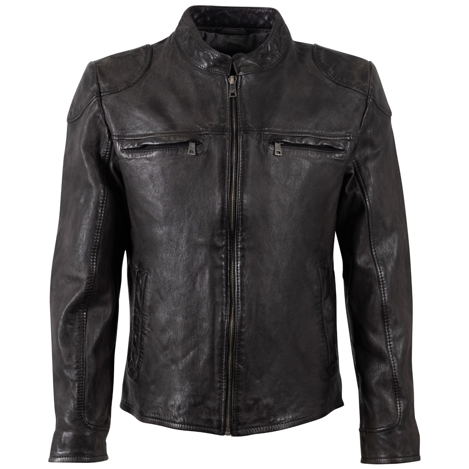 Geaca de Piele Barbati Mauritius Antracit Inchis MMChopa – Geci de Piele