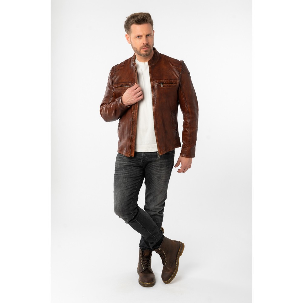 Geaca de Piele Barbati Mauritius Whiskey MMChopa - readytowear