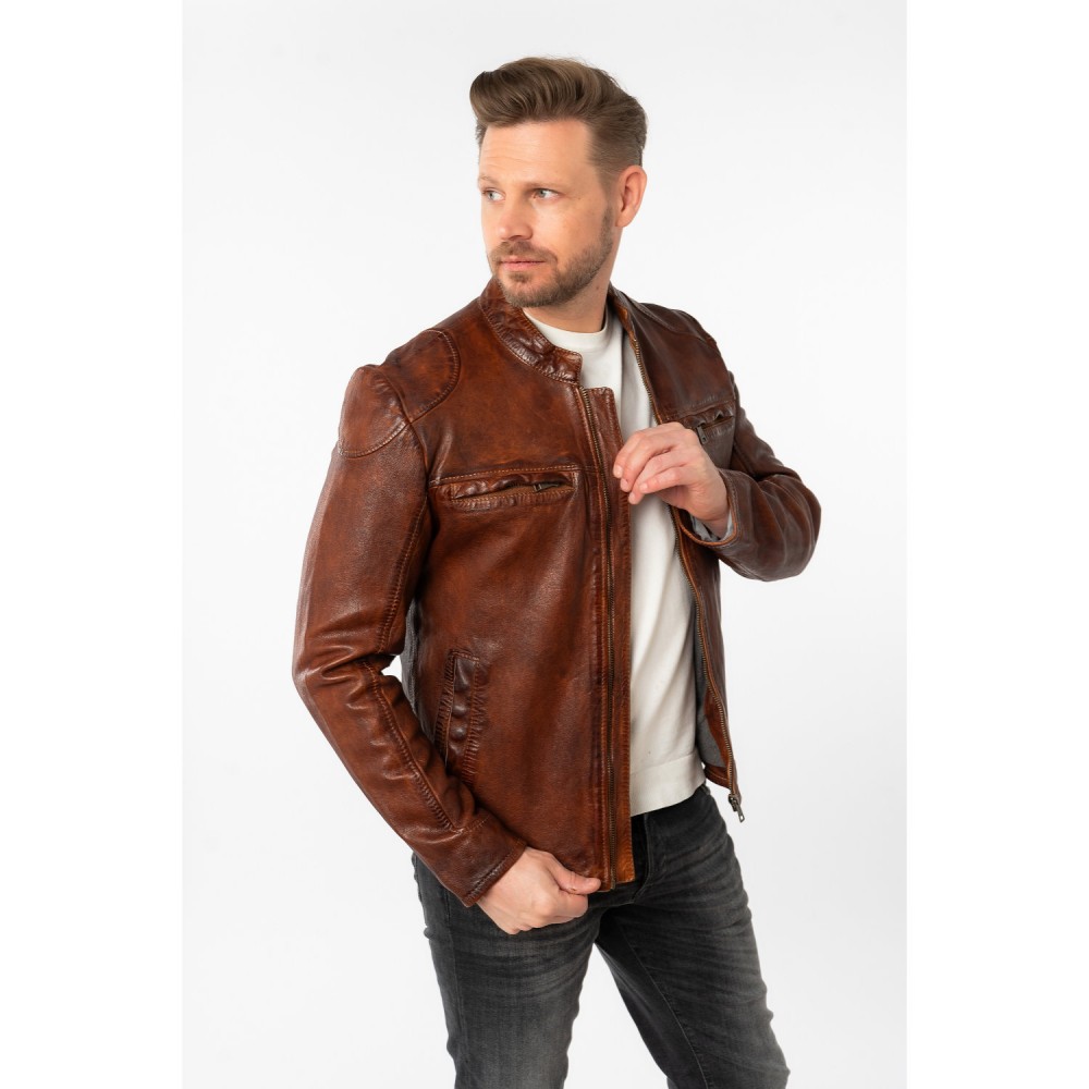 Geaca de Piele Barbati Mauritius Whiskey MMChopa - readytowear