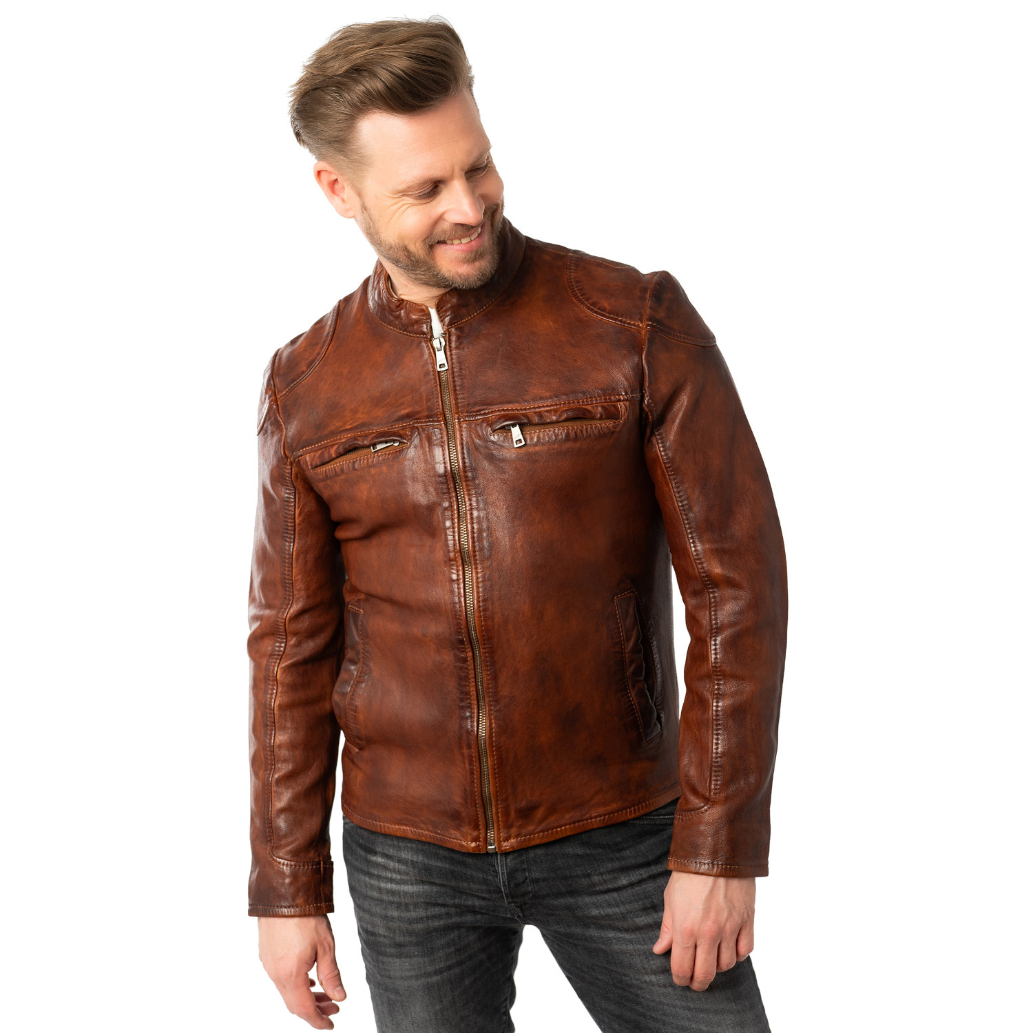 Geaca de Piele Barbati Mauritius Whiskey MMChopa – Black Friday