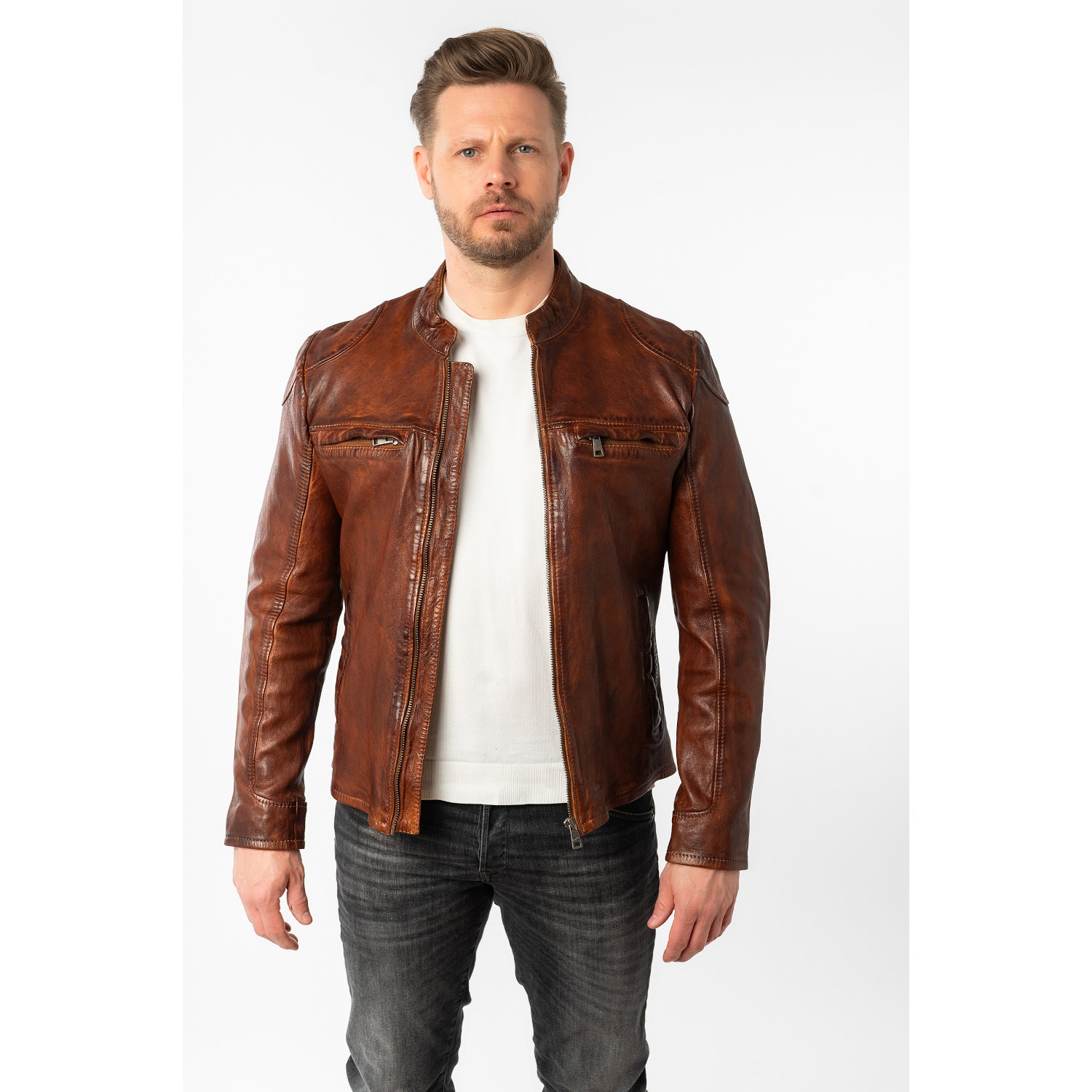 Geaca de Piele Barbati Mauritius Whiskey MMChopa – Black Friday