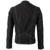 Geacă de piele biker bărbați Mauritius MMCiran neagră slim fit cu umeri matlasați