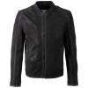 Geacă de piele biker bărbați Mauritius MMCiran neagră slim fit cu umeri matlasați