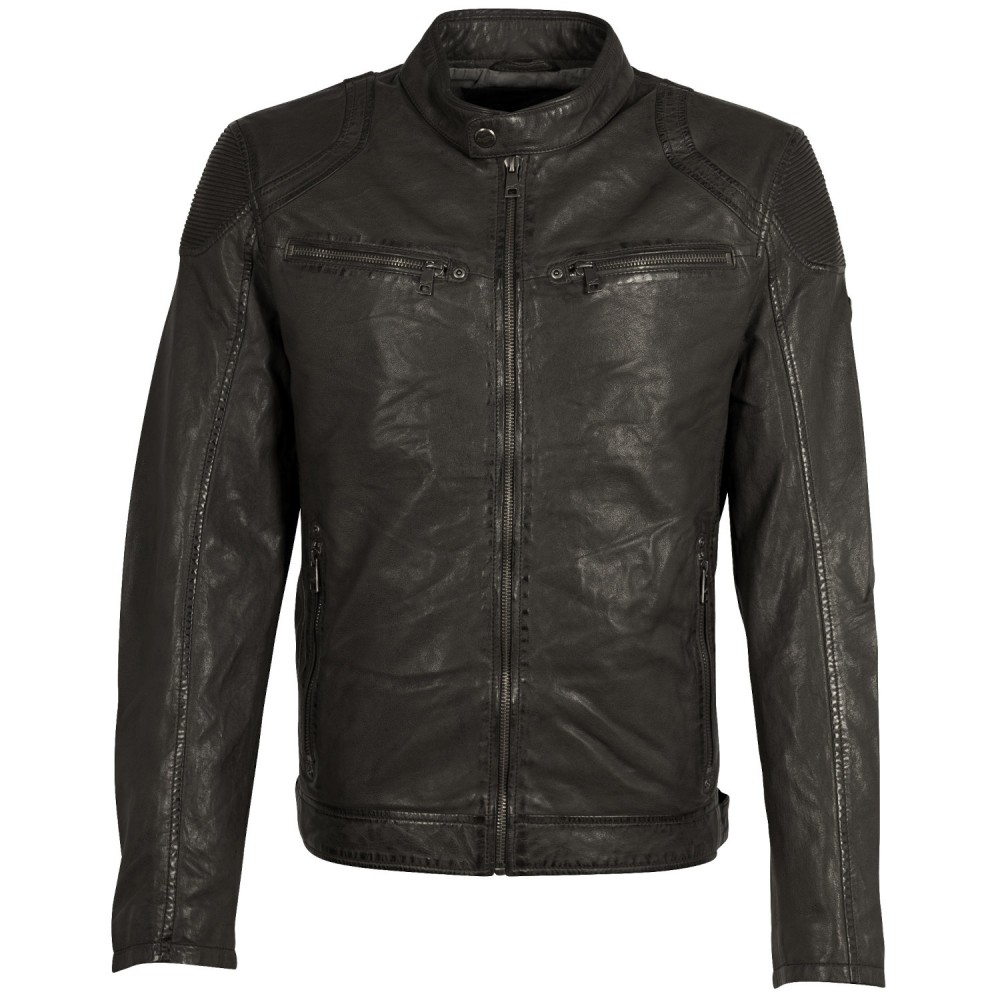 Geaca de Piele Barbati Mauritius Gri Inchis MMCollins - readytowear