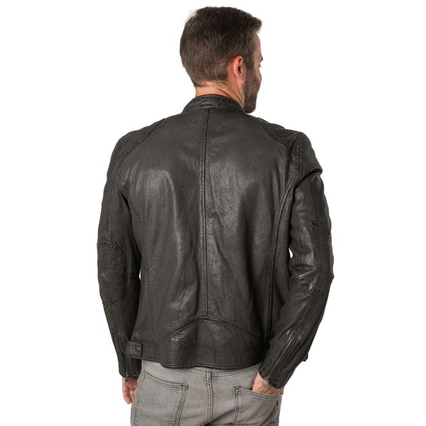 Geaca de Piele Barbati Mauritius Gri Inchis MMCollins