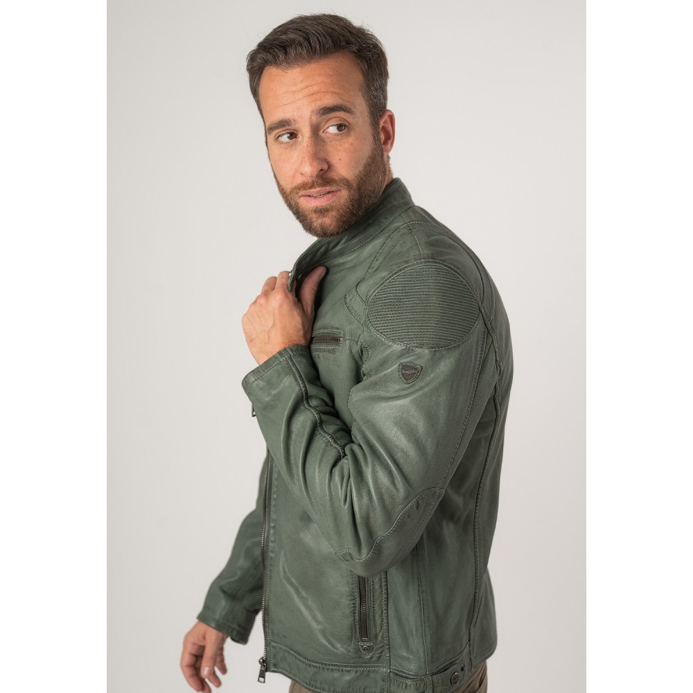 Geaca de Piele Barbati Mauritius Verde Inchis MMCollins - readytowear