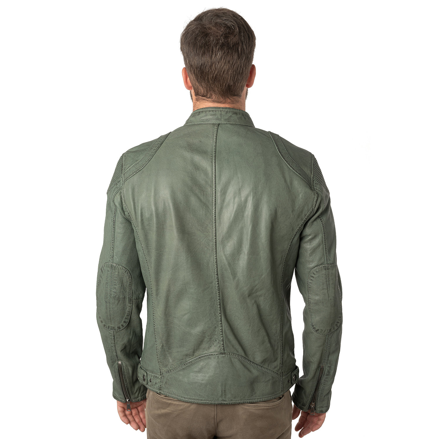 Geaca de Piele Barbati Mauritius Verde Inchis MMCollins – Black Friday