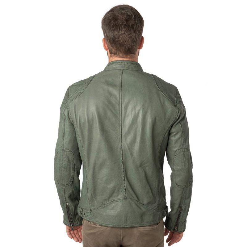 Geaca de Piele Barbati Mauritius Verde Inchis MMCollins – Geci de Piele