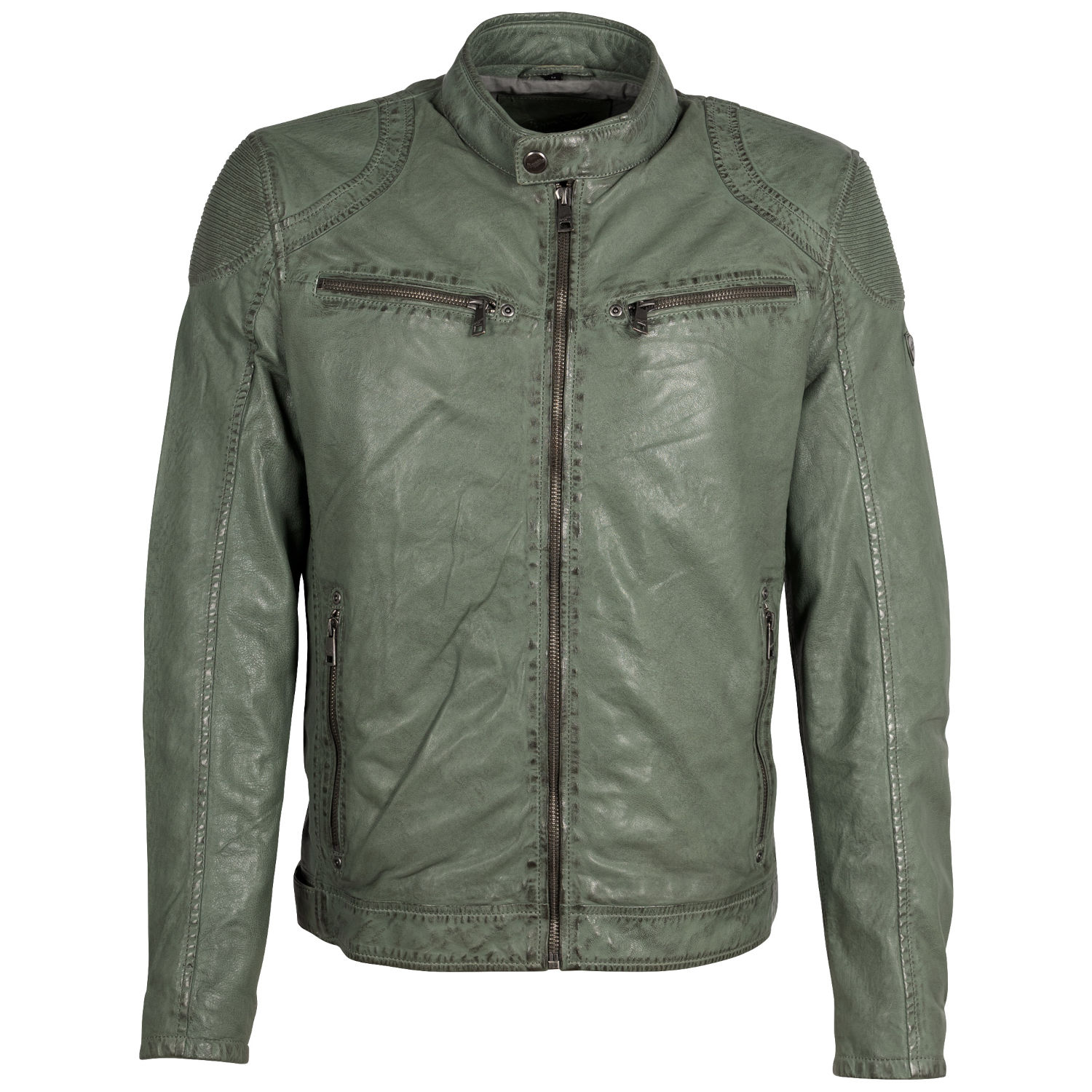 Geaca de Piele Barbati Mauritius Verde Inchis MMCollins – Black Friday