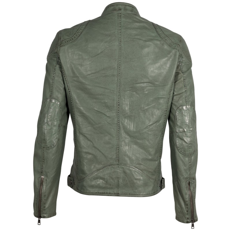 Geaca de Piele Barbati Mauritius Verde Inchis MMCollins – Geci de Piele