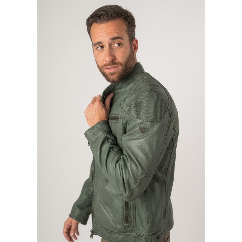 Geaca de Piele Barbati Mauritius Verde Inchis MMCollins – Geci de Piele