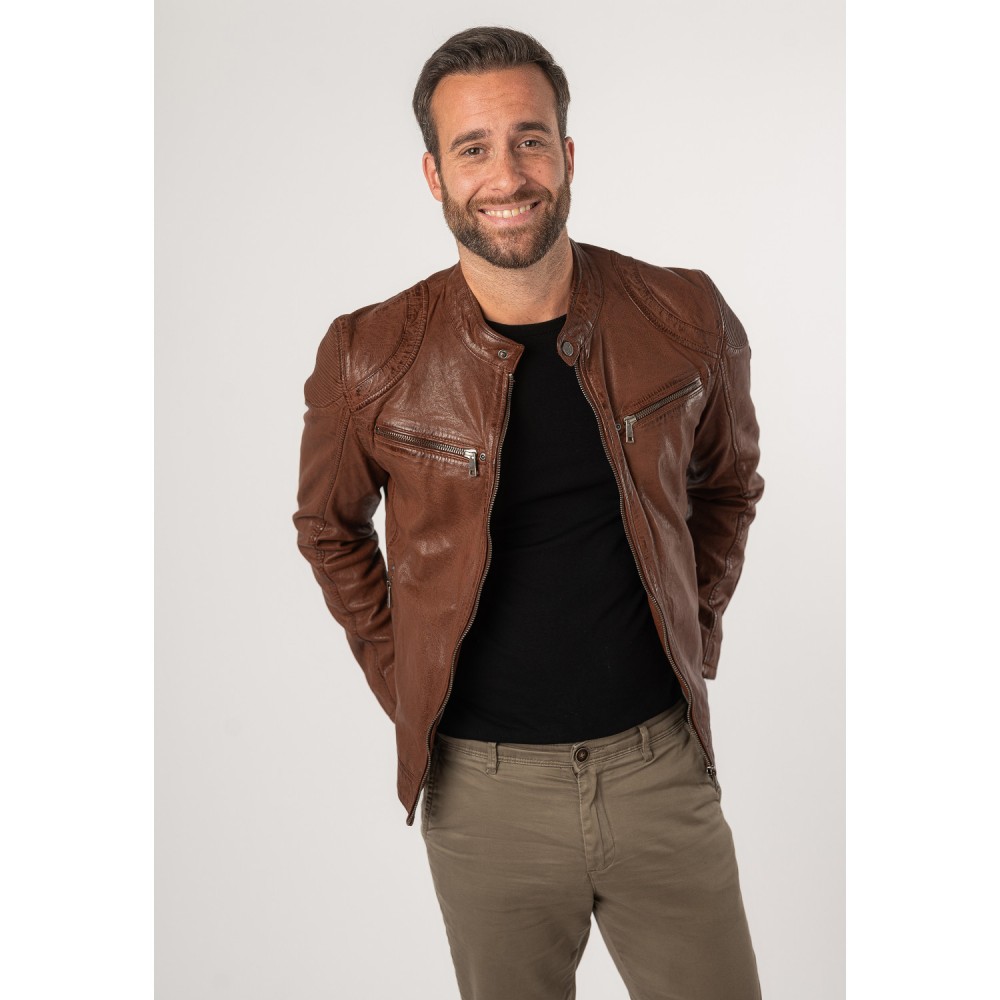 Geaca de Piele Barbati Mauritius Whiskey MMCollins – Black Friday