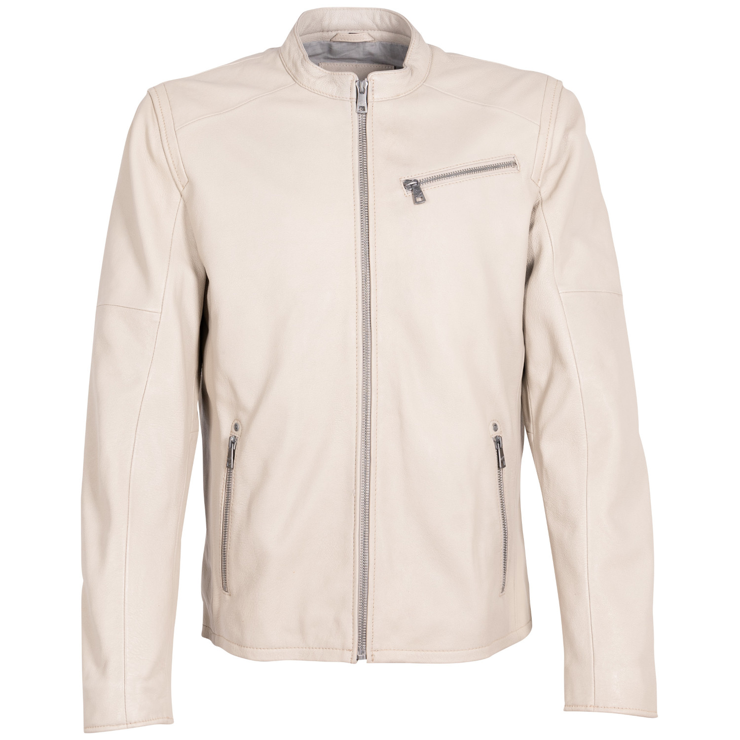 Geaca de Piele Barbati Mauritius Alb Murdar MMComao – Geci de Piele