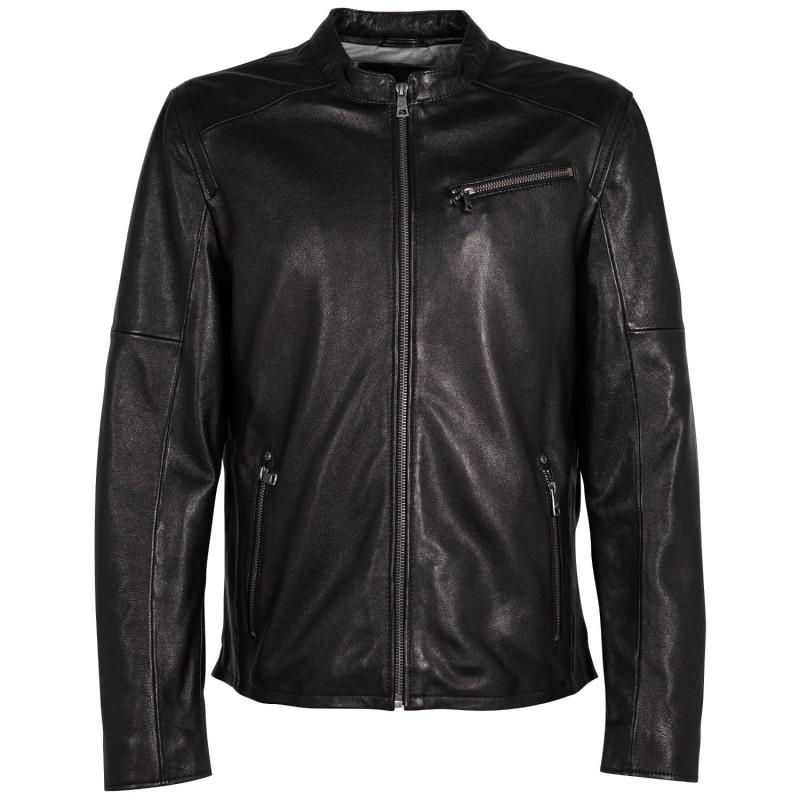 Geaca de Piele Barbati Mauritius Neagra MMComao – Black Friday